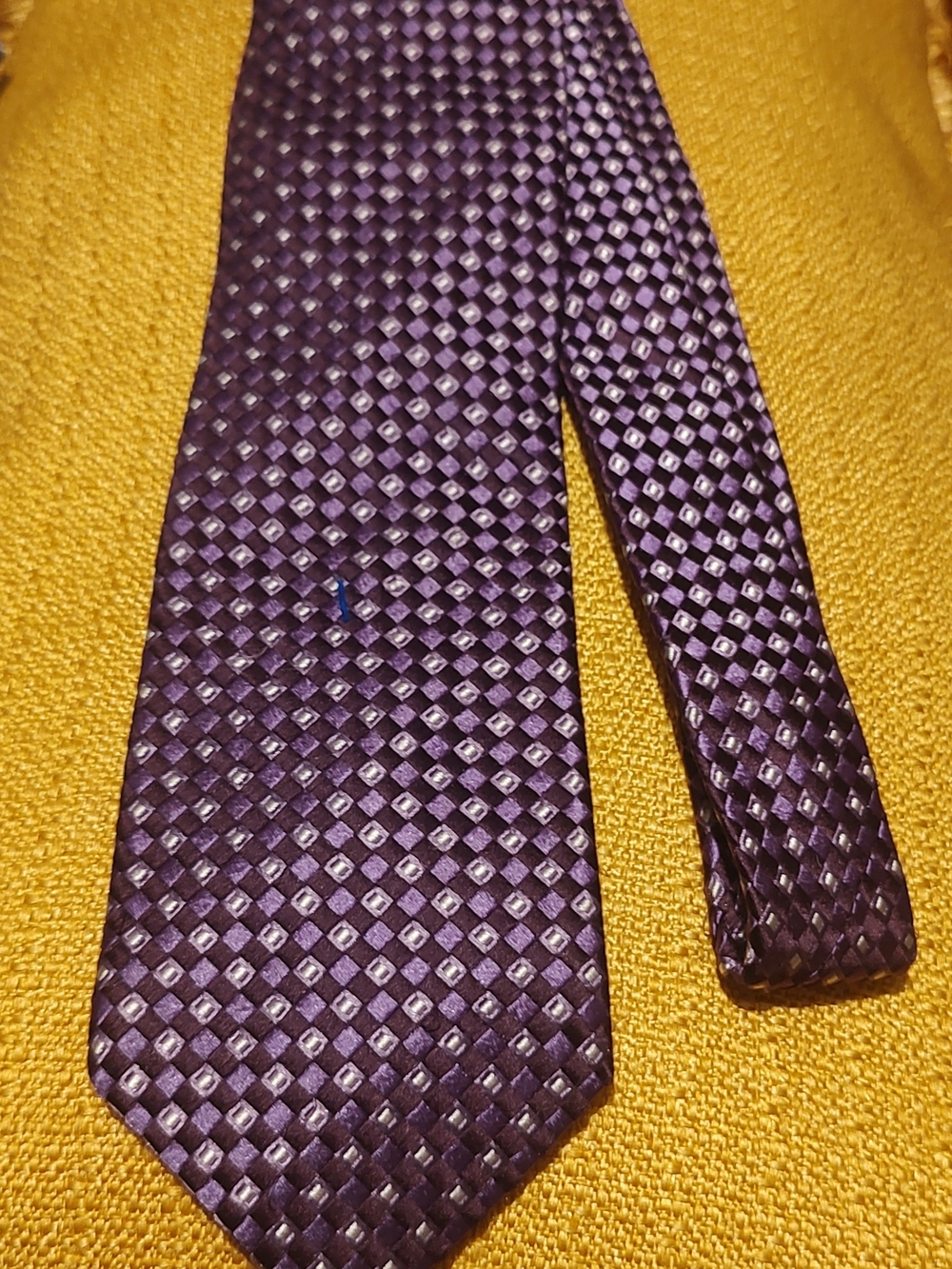 Ike Behar Purple Woven Silk Tie with Subtle Check Texture